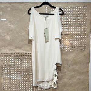 MaxAzaria White Silk Beaded Dress
